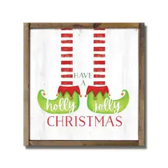 Have a Holly Jolly Christmas Elf Framed Wood Plaque