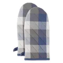 DII&reg; Tri Color Check Oven Mitts, 2ct. French Blue