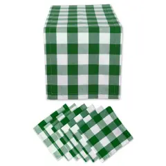 DII&reg; Green Buffalo Checkered Table Runner & Napkin Set