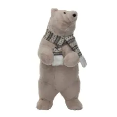 Hello Honey&reg; 22.75" Cream Faux Fur Standing Upright Polar Bear with Scarf