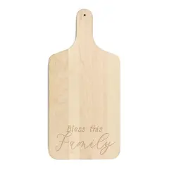 17" Bless This Family Maple Paddle Cutting Board