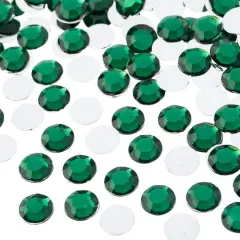 John Bead Acrylic Round Flat Back Rhinestones, 10mm Green