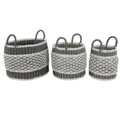 Gray Plastic Eclectic Storage Basket Set