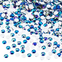 John Bead Acrylic Round Flat Back Rhinestones, 4mm Royal Blue AB