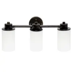 Lalia Home Essentix 3-Light White Shade Vanity Oil Rubbed Bronze