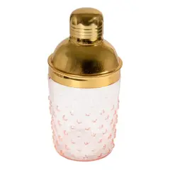 Hello Honey&reg; Pink & Gold Hand-Blown Glass & Stainless Steel Hobnail Cocktail Shaker