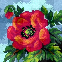 Orchidea Needlepoint Canvas For Halfstitch Without Yarn Poppy - Printed Tapestry Canvas