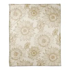 Large Sunflower Head Coral Fleece Blanket Gold/White