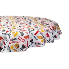 Bbq Fun Print Outdoor Tablecloth 60" Round