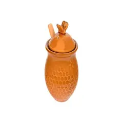 Hello Honey&reg; 4.5" Yellow with Decorative Bees Stoneware Honey Jar
