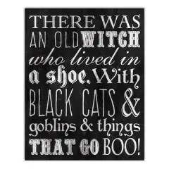Black & White Old Witch Canvas Wall Art
