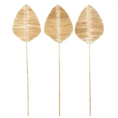 79" Light Brown Bamboo Wood Handmade Palm Leaves, 3ct.