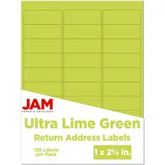 JAM Paper Standard Mailing Return Address Labels Ultra Lime Green