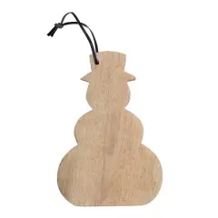 Hello Honey&reg; 10" Snowman Shaped Mango Wood Cheese Cutting Board with Leather Tie