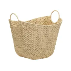 Household Essentials 17.5" Woven Paper Rope Basket with Handles White