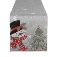 DII&reg; 70" Grey Snowman Embroidered Table Runner
