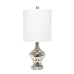 Lalia Home 22.5" Paseo Table Lamp with White Fabric Shade Mercury and Linen White