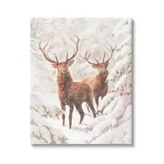 Stupell Industries Elks Snowy Forest Wildlife Canvas Wall Art