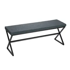 Household Essentials Harper 46.5" Metal & Boucle Bench Blue