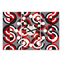 Designart Retro Circular Pattern Geometrical Mid-Century Modern Multipanel Wall Clock