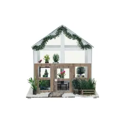 Hello Honey&reg; 8.5" Multicolor Paper Greenhouse with Garland & Plants