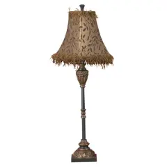Brass Metal Tuscan Table Lamp, 33" x 10" x 10"