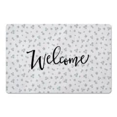 Daisy Print Welcome Floor Mat Blue