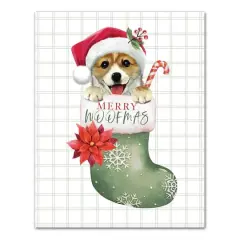 Puppy Stocking Canvas Wall Art