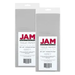 JAM Paper 20" x 26" Tissue Paper, 2 Packs of 10 Sheets Silver