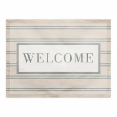 Welcome Stripe Cotton Twill Placemat Blue/Blush