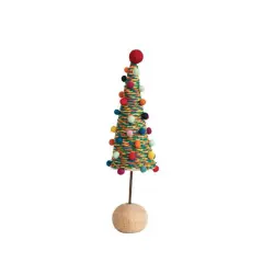 Hello Honey&reg; 10.5" Multicolor Wool Felt Tree with Pom Poms
