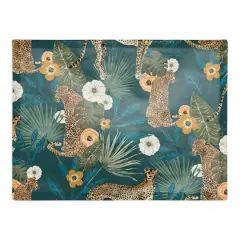 Tropical Cheetah Cotton Twill Placemat Teal