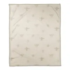 Delicate Bee Pattern Coral Fleece Blanket White/Gray