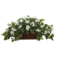 18'' White Bougainvillea Plant in Brown Planter