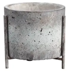 5.7" Gray Textured Cement Planter with Stand 
