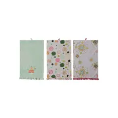 Hello Honey&reg; Winter Cotton Printed Ruffled Tea Towel Set