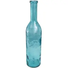 30" Teal Recycled Glass Tall Spanish Bottleneck Vase