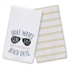 Beach Days Tea Towel Set Yellow/White