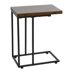 Household Essentials Jamestown Extendable C-Shaped End Table Walnut
