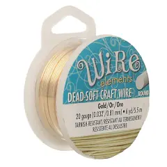 The Beadsmith&reg; Wire Elements&trade; 20 Gauge Tarnish Resistant Soft Temper Wire, 6yd. Gold