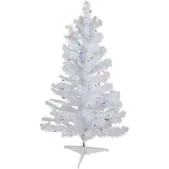 3ft. Pre-Lit White Iridescent Pine Artificial Christmas Tree, Multicolor Lights