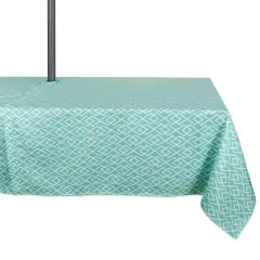 DII&reg; 120" Aqua Diamond Outdoor Tablecloth With Zipper