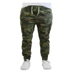 Galaxy by Harvic Slim Fit Cotton Stretch Twill Men's Cargo Joggers Woodland