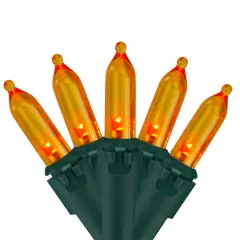 50ct. LED Mini Christmas String Lights with Green Wire Orange