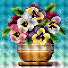 Orchidea Bouquet of Pansies Gobelin Canvas For Halfstitch Without Yarn
