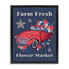 Stupell Industries Farm Fresh Patriotic Market Floater Framed Art Black