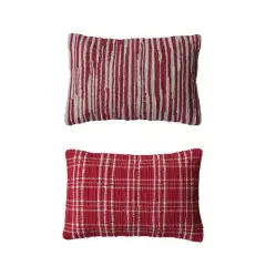 Hello Honey&reg; 24" Red & White Hand-Woven Cotton Chindi Lumbar Pillow Set