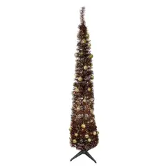 6ft. Pre-Lit Brown Pre-Decorated Pop-Up Artificial Christmas Tree