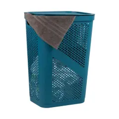 Mind Reader 17" x 24" Slim Plastic Laundry Hamper Blue