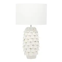 28" White Ceramic Coastal Table Lamp